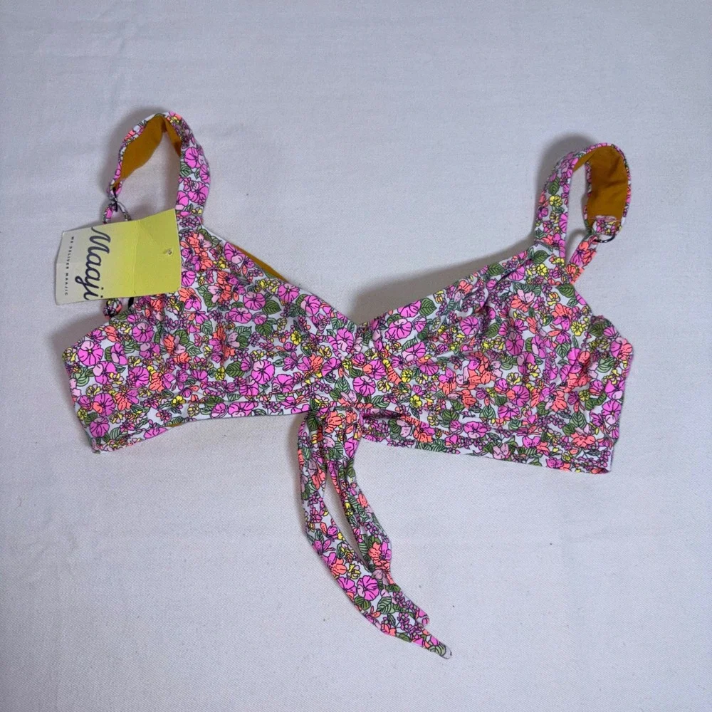 Maaji bikini swimwear Set L Pink Floral New Tie Front High Waist PT7000SET899LG
